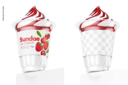 Free Sundae Ice Cream Cup On Podium Mockup Psd