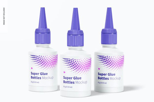 Free Super Glue Bottles Set Mockup Psd