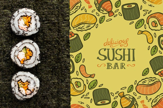 Free Sushi Bar With Sushi Menu Mock-Up Psd
