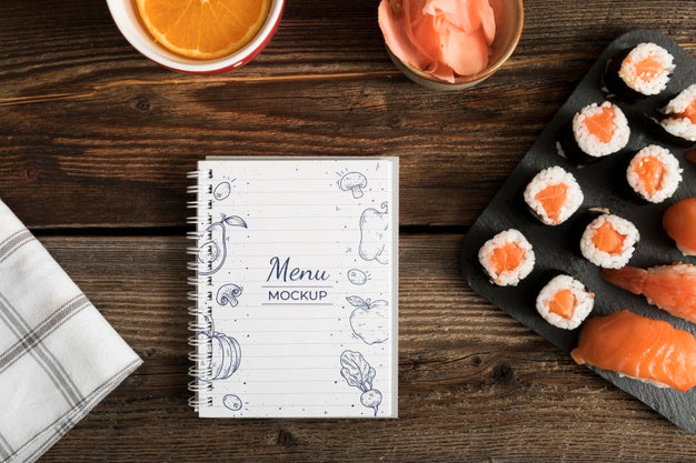 Free Sushi Food Menu Concept Mock-Up Psd