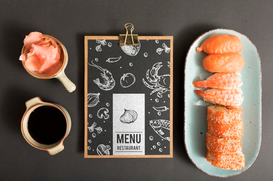 Free Sushi Food Menu Concept Mock-Up Psd