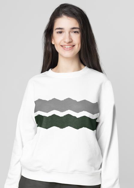 Free Sweater Mockup With Zig Zag Pattern Women’S Casual Apparel Psd