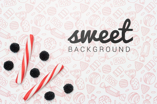 Free Sweet Background With Candies And Berries Psd
