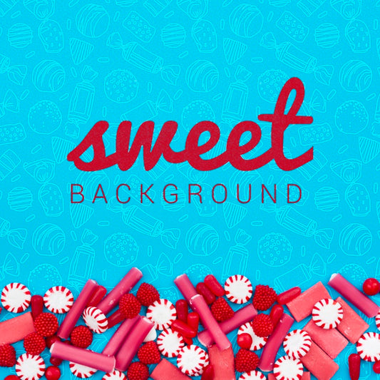 Free Sweet Background With Pink Candies And Raspberries Psd