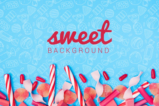 Free Sweet Background With Sugar Candy Sticks Psd
