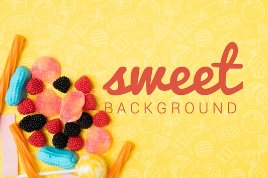 Free Sweet Background With Sugar Drops With Doodles Psd