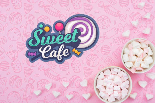 Free Sweet Cafe And Bowls With Sugar Hearts Psd