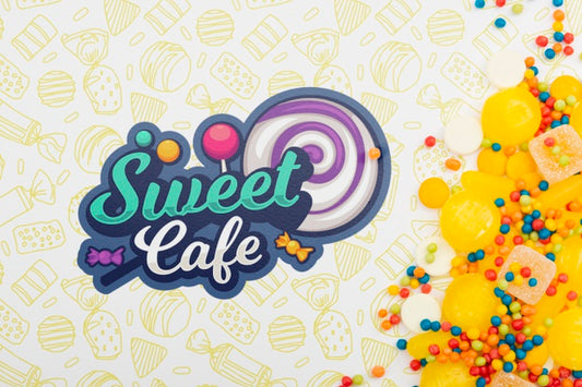 Free Sweet Cafe Logo With Yellow Candies Psd