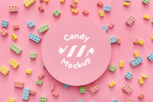 Free Sweet Candies Arrangement With Mock-Up Psd