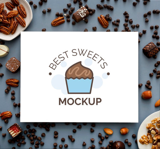 Free Sweet Candies Composition With Mock-Up Psd