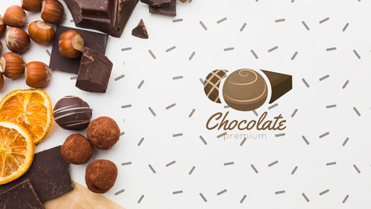 Free Sweet Chocolate And Fruits With White Background Mock-Up Psd