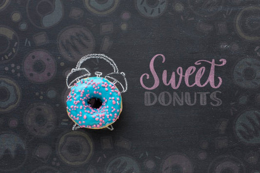 Free Sweet Donut With Mock-Up Psd