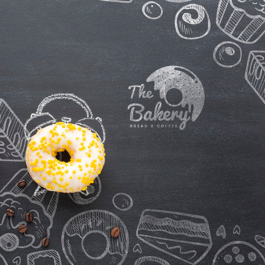Free Sweet Sprinkled Donut With Mock-Up Psd