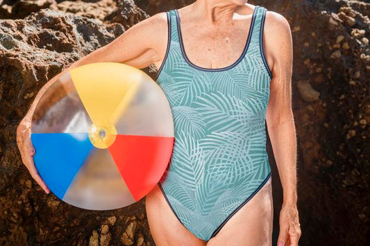 Free Swimsuit Mockup On A Senior Woman Psd