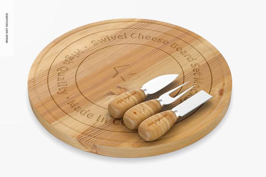 Free Swivel Cheese Board Set Mockup Psd