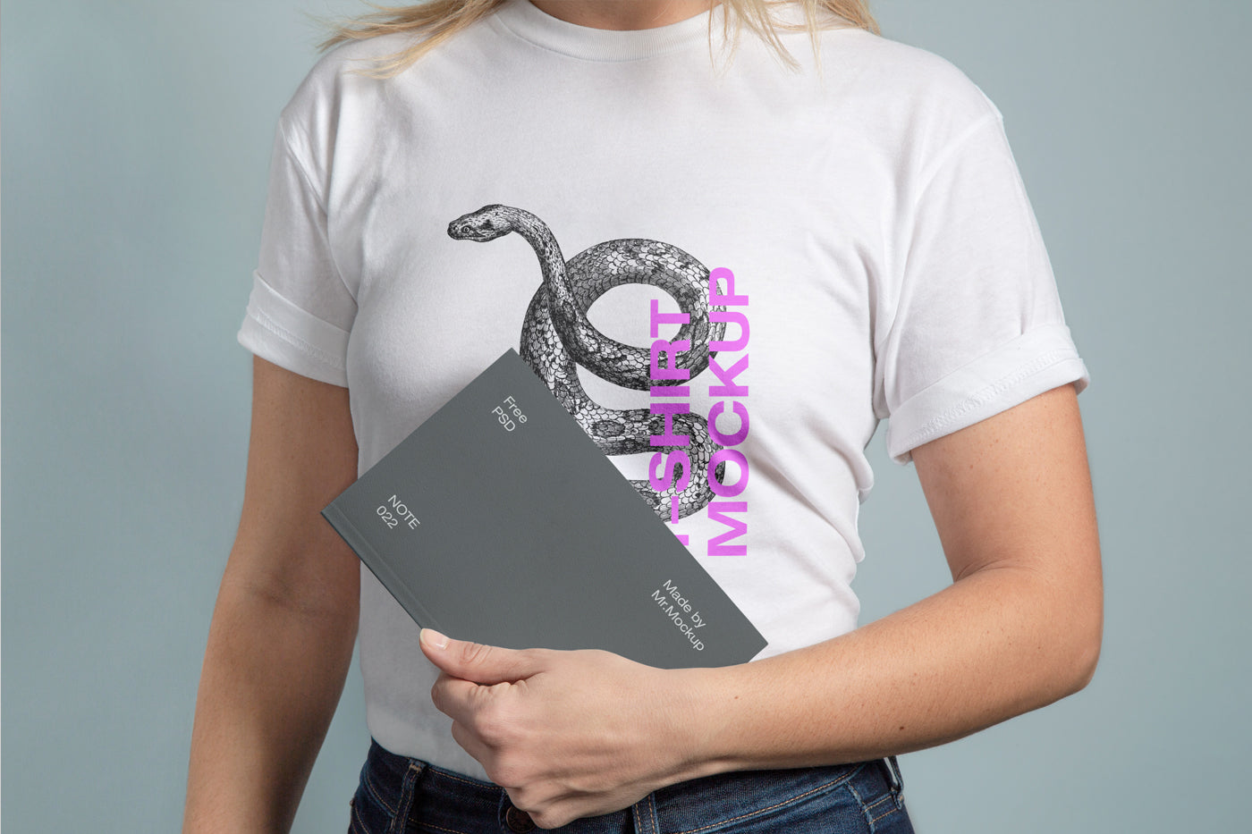 Free T-Shirt With Notebook Mockup