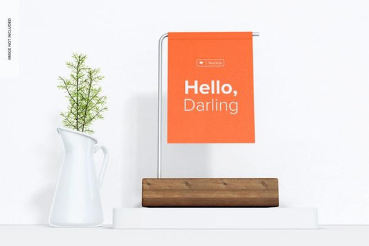 Free Table Hanging Sign Mockup, Front View Psd