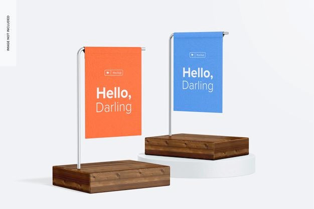 Free Table Hanging Signs Mockup Psd – CreativeBooster