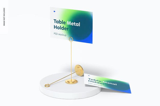Free Table Stand Metal Sign Holders Mockup Psd
