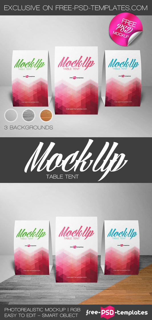 Free Table Tent Mock-Up In Psd