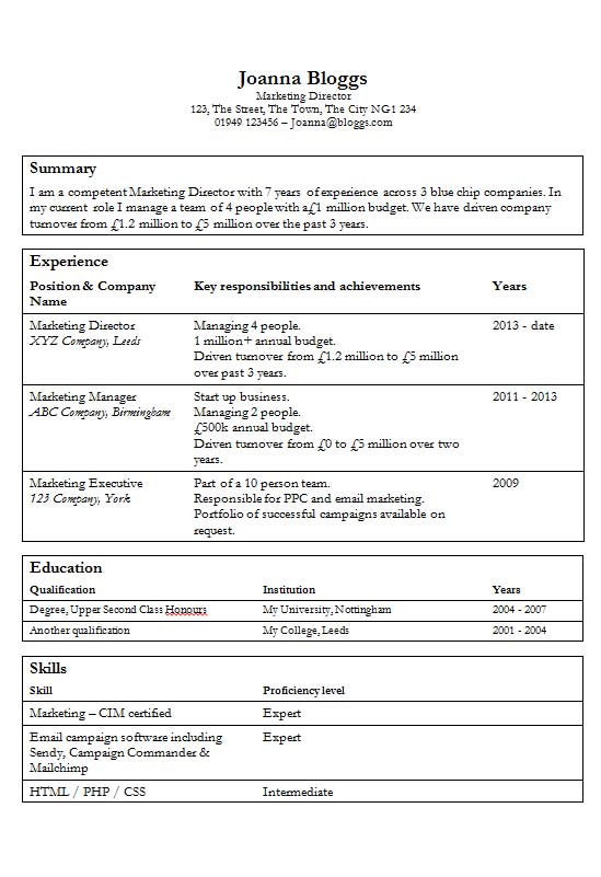 Tabular Cv Samples Free Tables CV Resume Template in Microsoft Word (DOC) Format ...