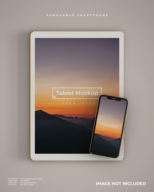 Free Tablet And Smartphone Mockup Looks Psd