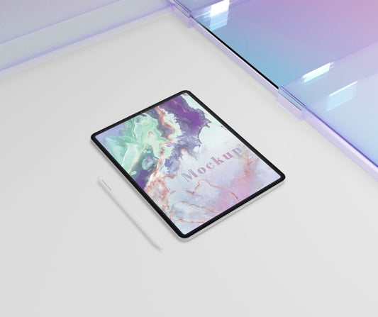 Free Tablet Device Mock-Up With Transparent Glass Psd