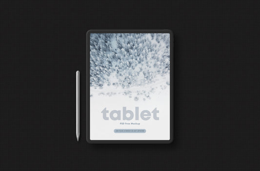 Free Tablet In Dark Style Mockup