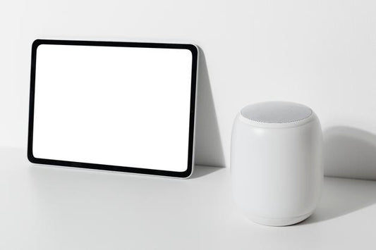 Free Tablet Screen Mockup With Smart Speaker Psd
