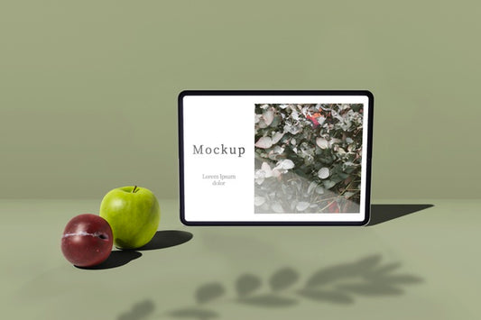 Free Tablet With Apple And Plum Psd