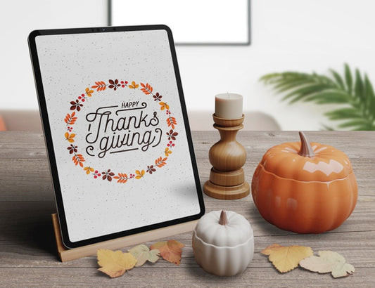 Free Tablet With Elegant Design For Restaurant Arrangeemnts For Thanksgiving Day Psd