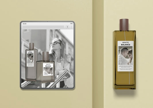 Free Tablet With Perfume Website Mock-Up Psd