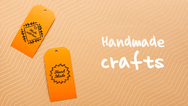 Free Tags With Handmade Crafts On Cardboard Psd