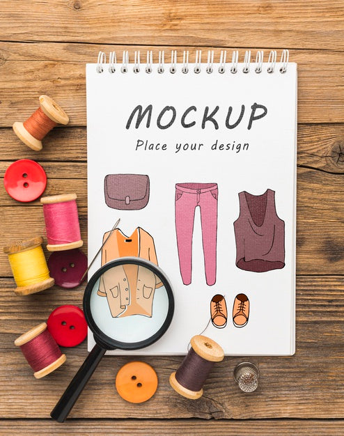 Free Tailoring Elements Assortment With Mock-Up Psd