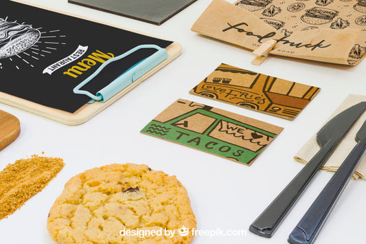 Free Take Away Food Concept With Business Cards Psd
