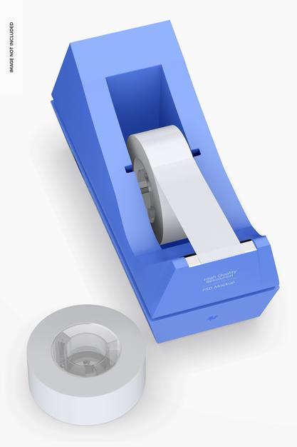Free Tape Dispenser Mockup, Top View Psd