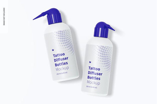 Free Tattoo Diffuser Bottles Mockup, Top View Psd