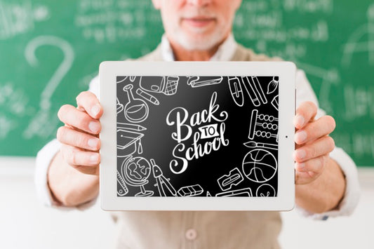 Free Teacher Holding Frame With Mock-Up Psd