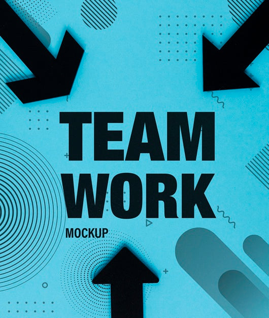 Free Teamwork Concept With Black Arrows And Memphis Design Psd