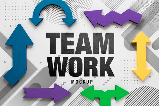 Free Teamwork Mock-Up And Colourful Arrows Psd