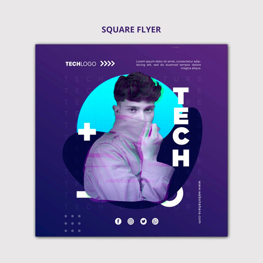 Free Tech & Future Square Flyer Concept Mock-Up Psd