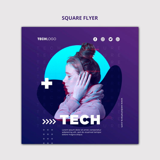 Free Tech & Future Square Flyer Concept Template Psd