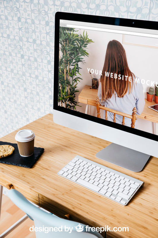 Free Technology And Workspace Mockup With Desktop Pc Psd