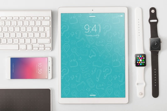 Free Technology And Workspace Mockup With Tablet Psd