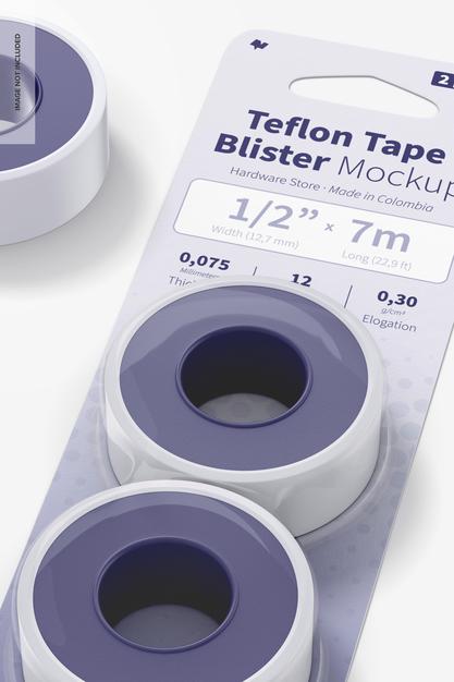 Free Teflon Tape Blister Mockup, Close Up Psd