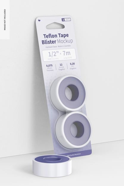 Free Teflon Tape Blister Mockup, Leaned Psd