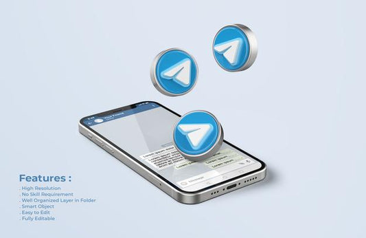 Free Telegram On Silver Mobile Phone Mockup Psd