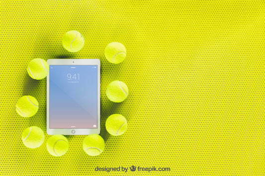 Free Tennis Mockup With Tablet Psd