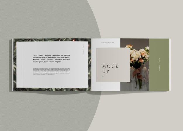 Free Text And Flowers Editorial Magazine Mock-Up Psd