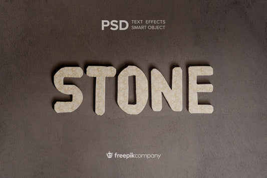 Free Text Effect Stone Mockup Psd